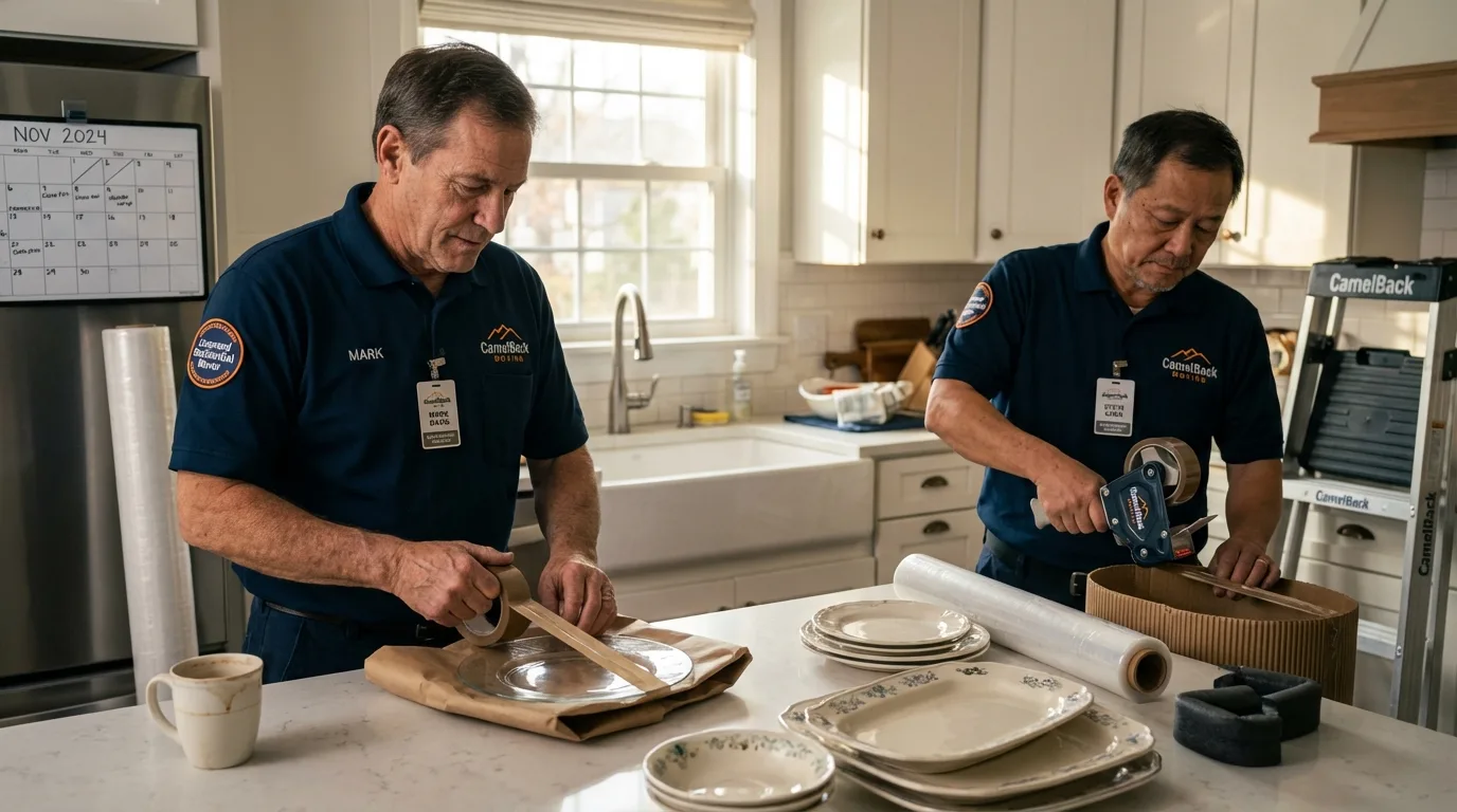 Professional crew packing kitchen dishware in Glendale, CA